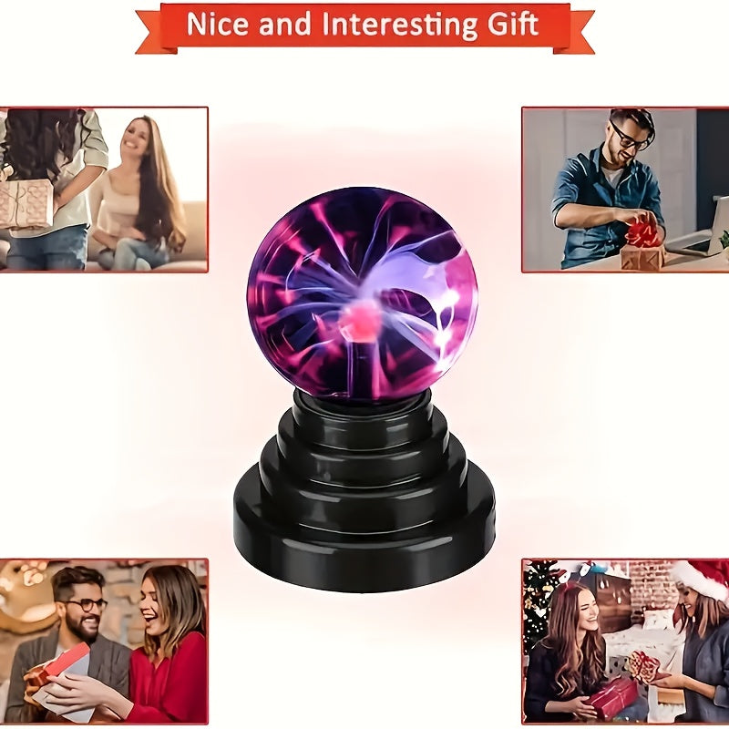 Enhance the mood at your next party with this 5-inch Interactive Plasma Ball Light. Touch and sound-activated, this USB-powered LED lamp is perfect for adding ambiance to any space. Use it as part of your art decor or give it as a unique gift to someone