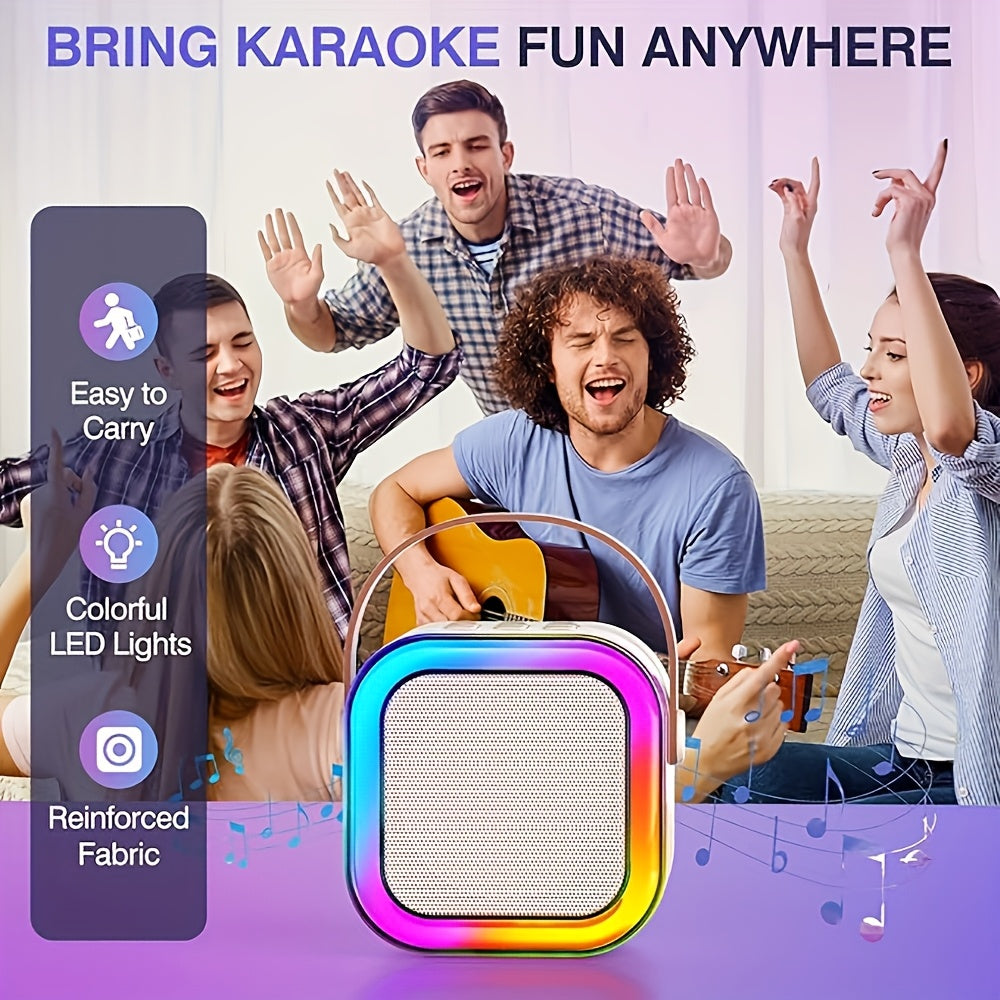 Mini Wireless Karaoke Machine with RGB Light Speaker Set, Ideal for Family Gatherings and Parties.