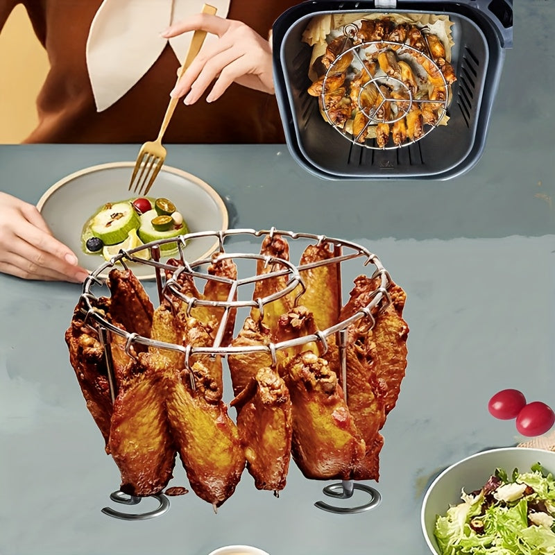 Get your hands on the 23-piece Stainless Steel Air Fryer Skewer Set, complete with a Chicken, Beef, and Veggie Roasting Rack. This set is designed for easy cleaning, eliminates the need for flipping, and ensures even heat distribution for 3.5-5.5qt Air