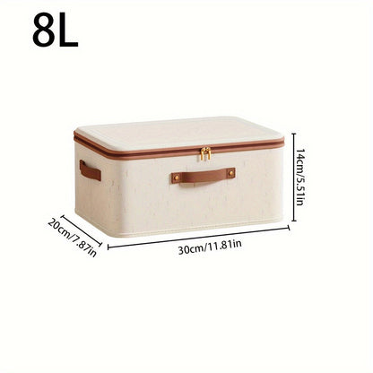 Portable Rural Style Organizer - Large Capacity Linen Storage Bin with Lid, Scratch & Wear Resistant; Foldable for Clothes, Blankets, Toys, Books