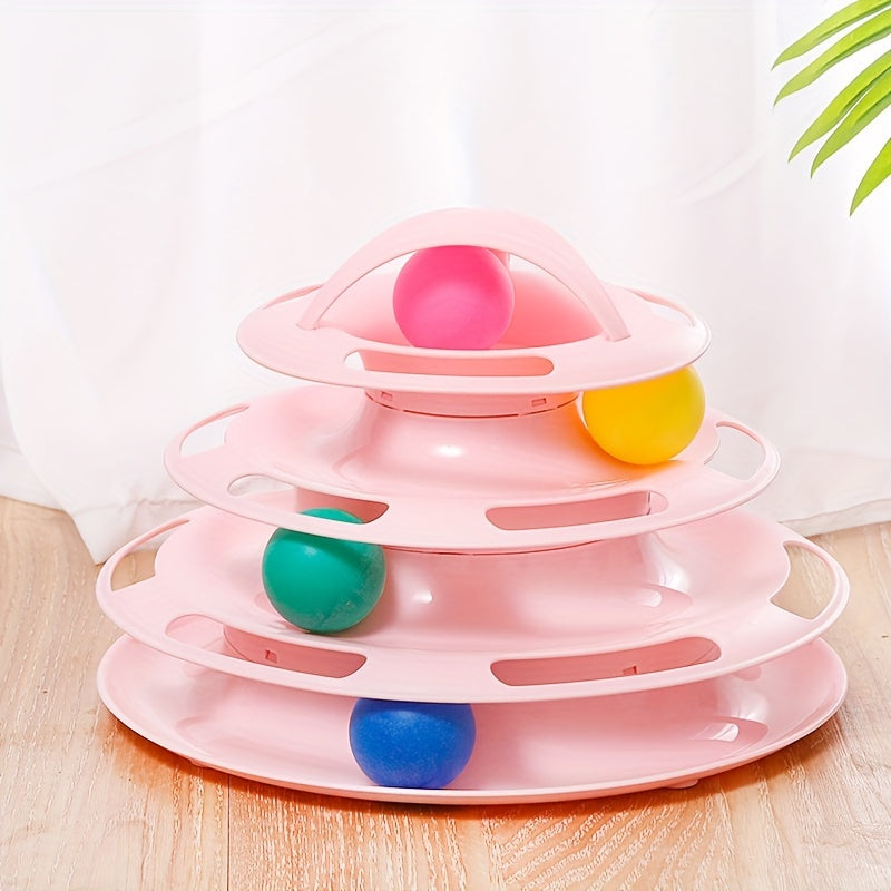 Three-layer cat turntable toy for interactive indoor play