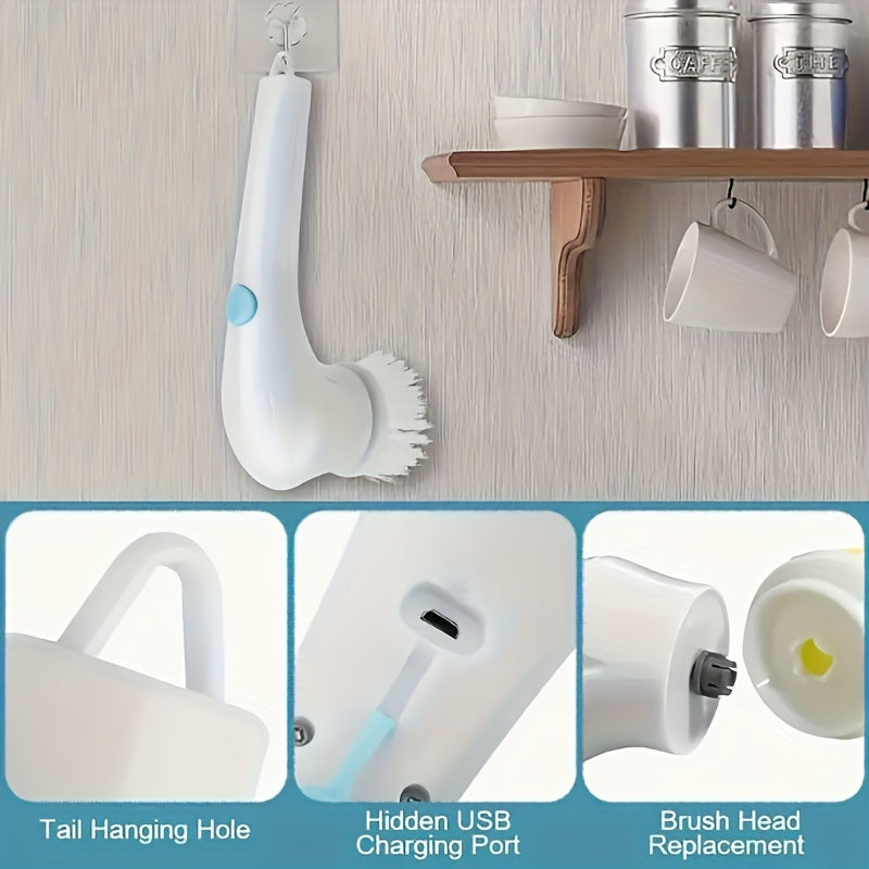 Get your hands on the 1 set of the Multi-Functional Electric Cleaning Brush that comes with 5 brush heads. This magic brush is designed for use in the kitchen, bathroom, living room, and bedroom. Made with durable plastic and an ergonomic handle, this