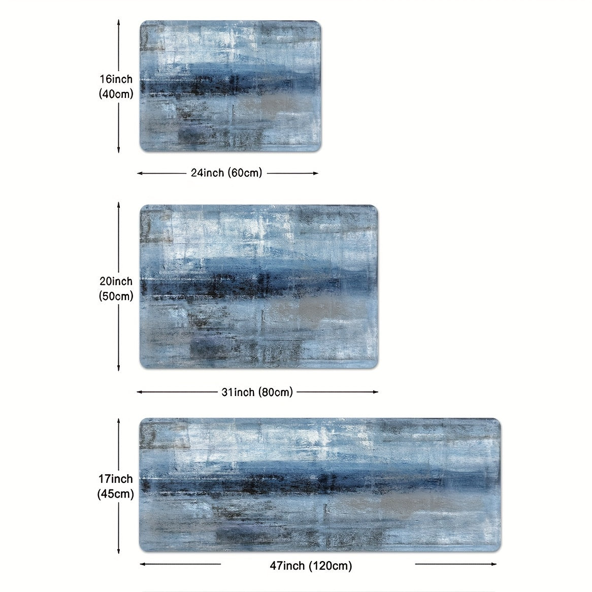 Denim Blue Tie-Dye Kitchen Mat - 100% Polyester, Hand Wash Only - Stylish and Durable Floor Mat for Modern Kitchens and Kitchen Rugs - 1 Piece