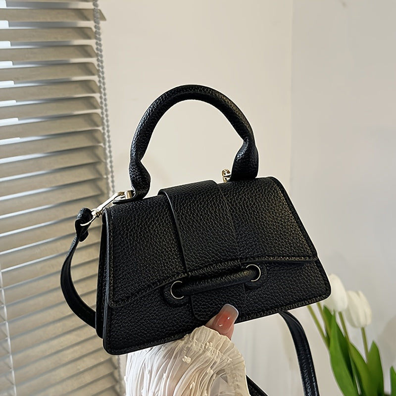 Women's chic mini crossbody bag, small square design in a solid color with magnet closure and adjustable shoulder strap, perfect for daily use and commuting.