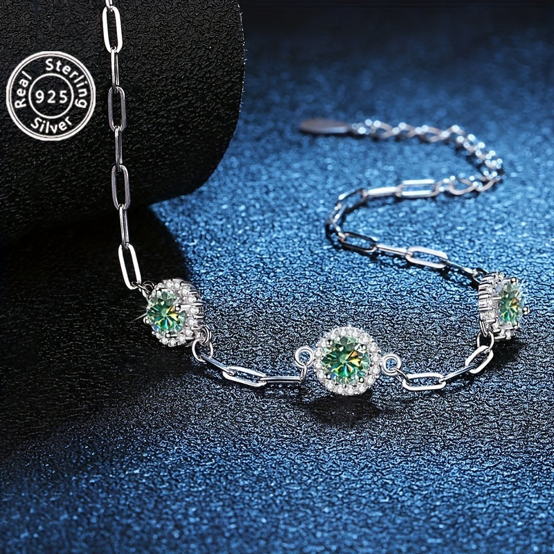 Add a touch of elegance to your ensemble with this stunning 925 Sterling Silver bracelet featuring a 1.5 Carat Moissanite stone. Perfect for daily wear, parties, birthdays, Valentine's Day, Christmas, or as a special New Year gift for the stylish woman