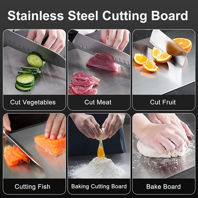 Stainless Steel Cutting Board - Long-lasting, Versatile Kitchen Chopping Block for Fruits & Vegetables, Safe for Food Preparation