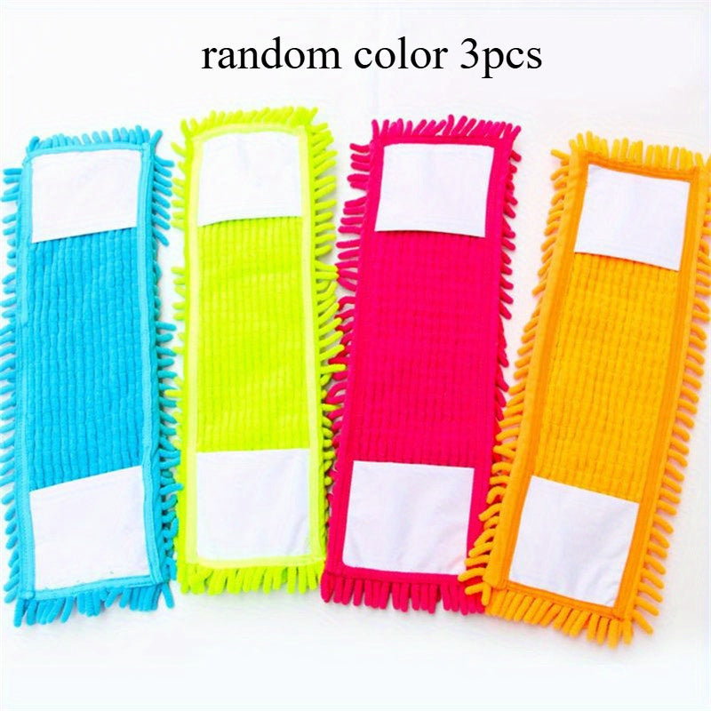 Replacement pads for home cleaning, easy-to-attach 3-pack of chenille microfiber dust mop head refills.