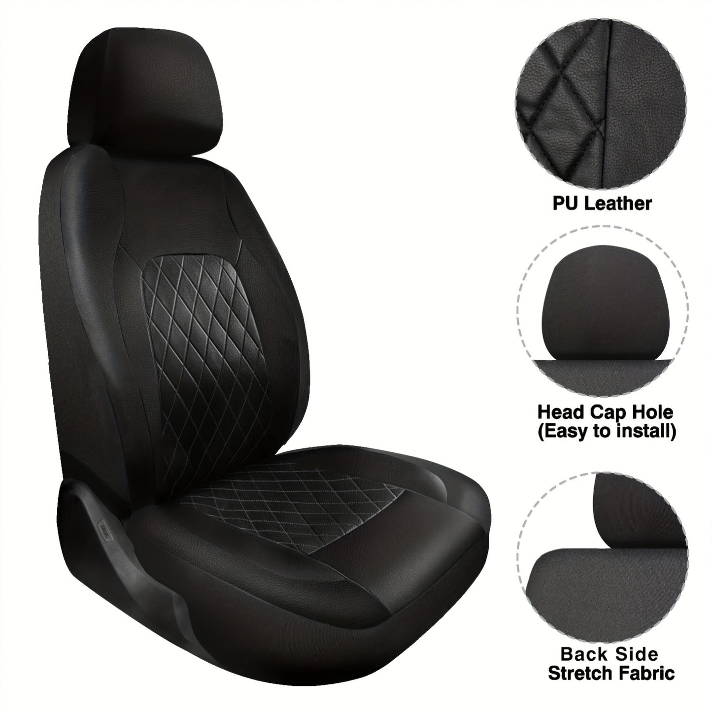 Luxury faux leather car seat covers - universal fit, easy to clean, durable, all-season protection.