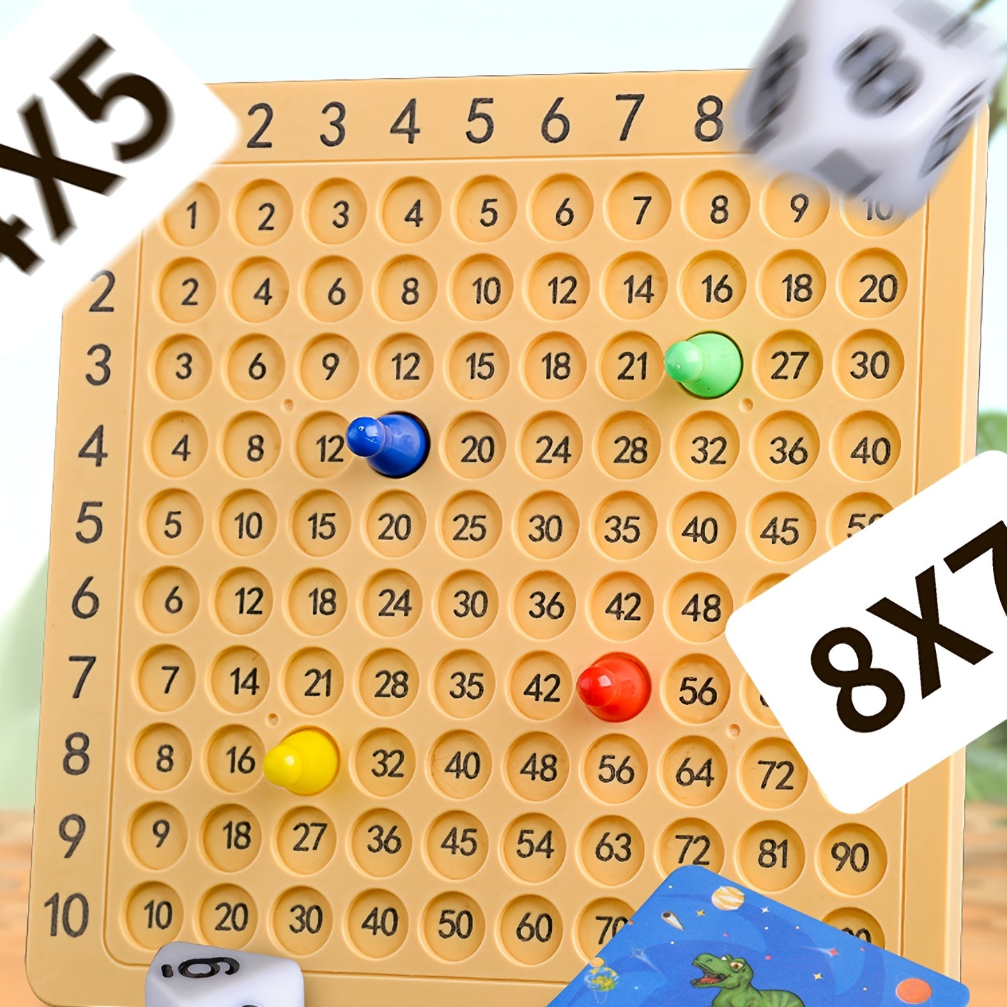 Educational tabletop game based on the multiplication table for elementary school math, ideal for family and friend gatherings.