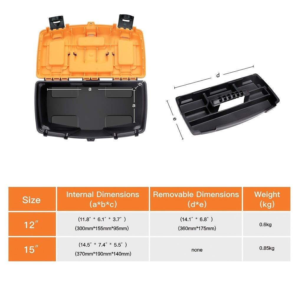 AIRAJ Hardware Toolbox Set in 12 & 15 Inch Plastic Thick Combination Suitcase for various uses.