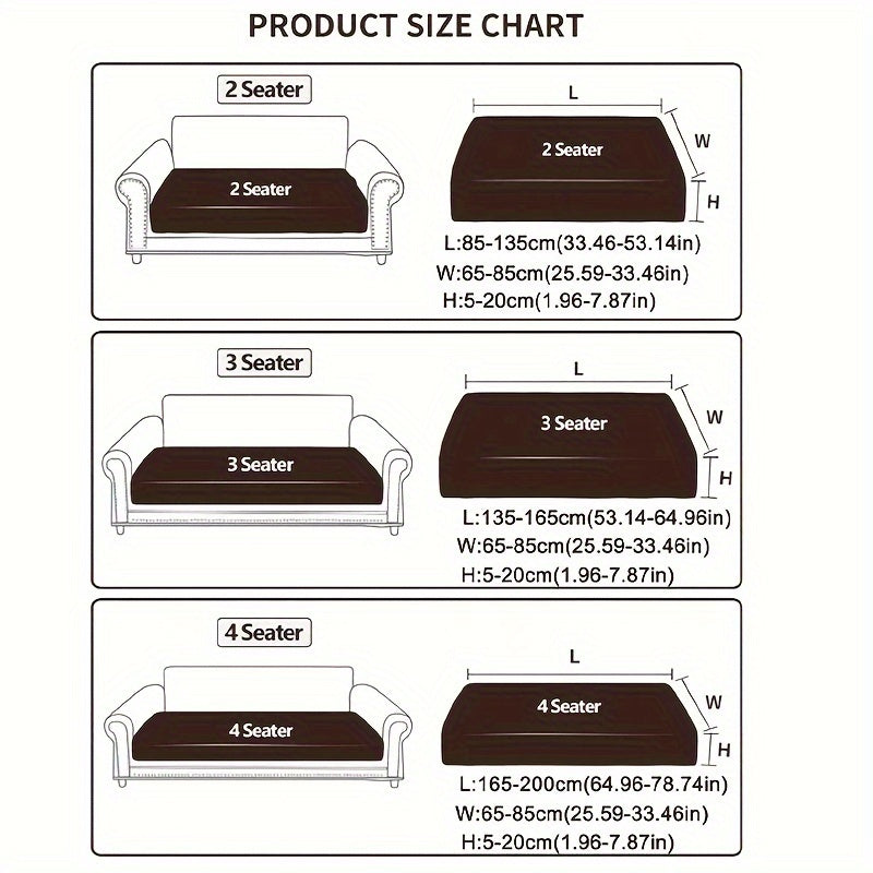 Stretchy sofa cover for L-shaped or 1-4 seat sofas, suitable for all seasons, with elastic bands and machine washable for home protection.