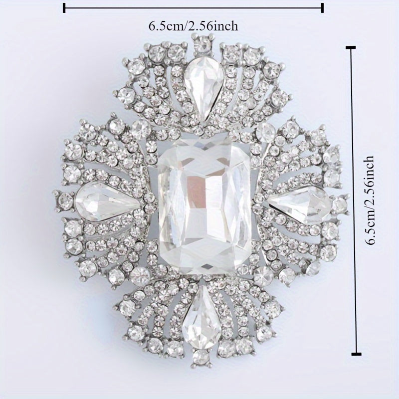 Elegant brooch adorned with sparkling rhinestones, ideal for adding a touch of luxury to women's dresses, coats, sweaters, and corsages.