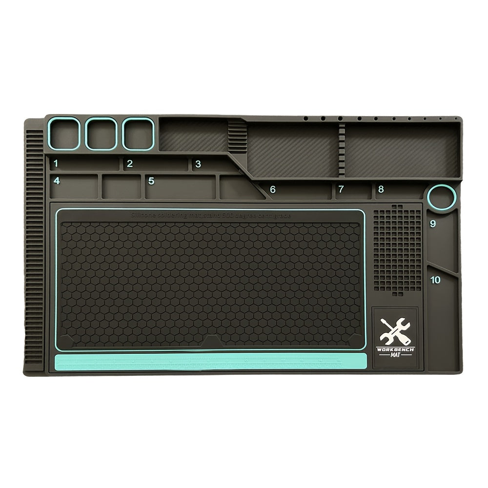 Silicone/PVC Soldering Mat Set with Anti-slip Insulation and Magnetic Heat Resistant Properties for Workbench Maintenance Tools.