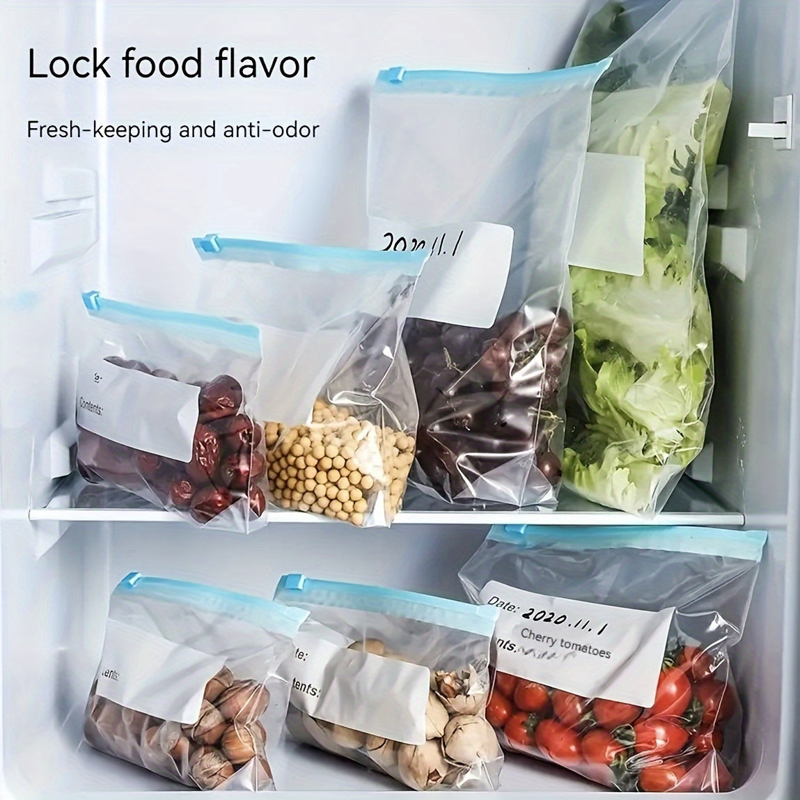 Get organized in the kitchen with this set of 45 reusable zippered storage bags. Perfect for storing fruits, grains, vegetables, and meats, these multipurpose pouches are clear for easy identification of contents. Keep your pantry essentials fresh and