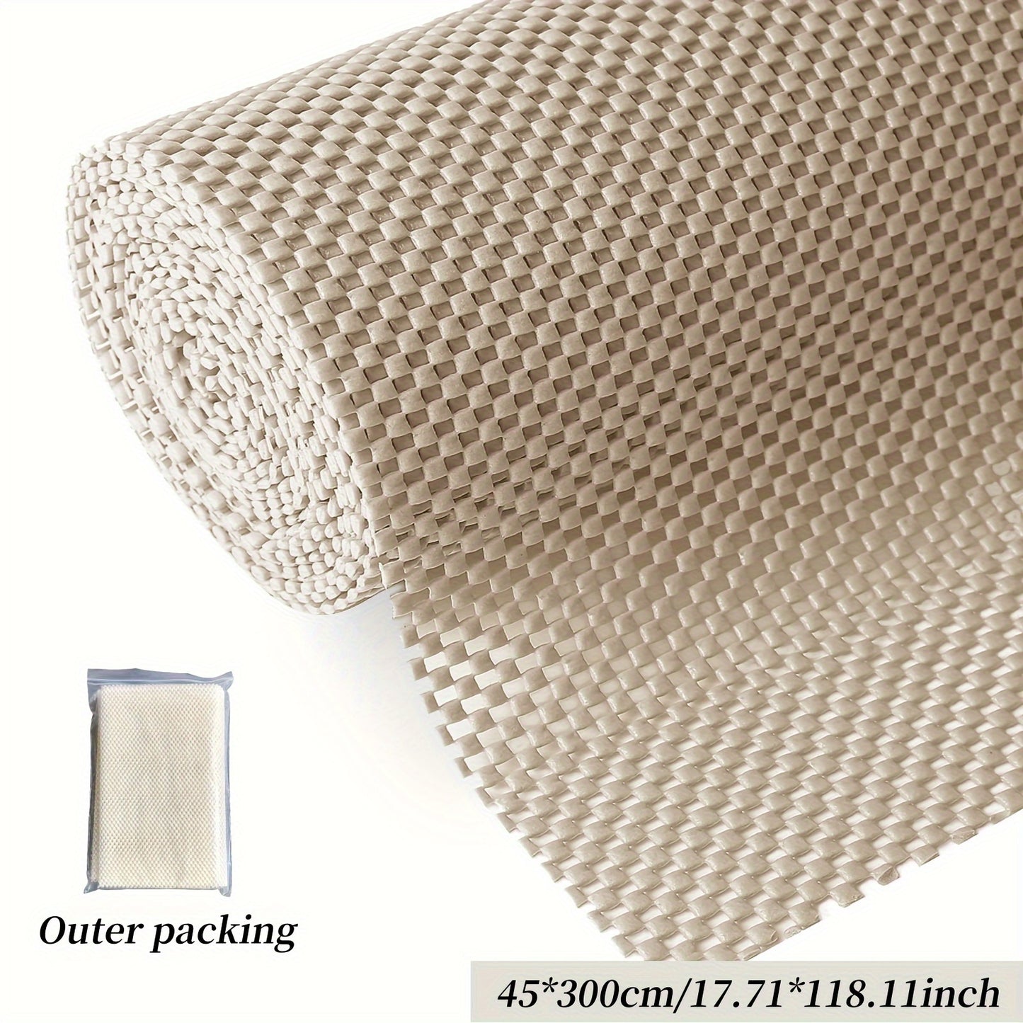 Thick non-adhesive shelf liner for cabinets, drawers, and closets - easy to install, multi-purpose and customizable.