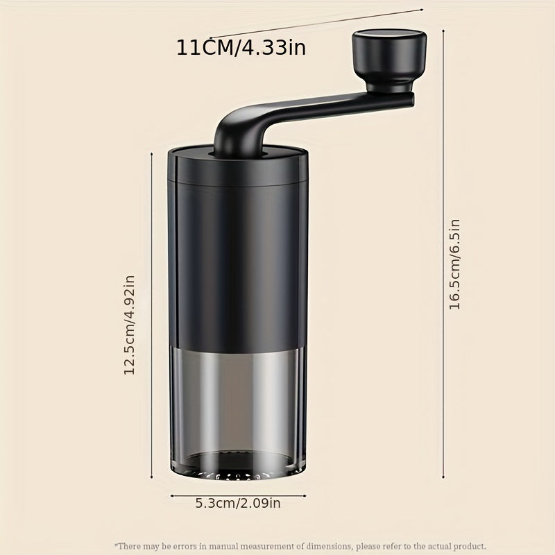 One piece of Portable Manual Coffee Grinder featuring Adjustable Ceramic Burrs, crafted from Stainless Steel and ABS with a Hand Cranked mechanism. Ideal for use in Offices, Travel, and Camping. Equipped with a High-Precision Grinding Core that is