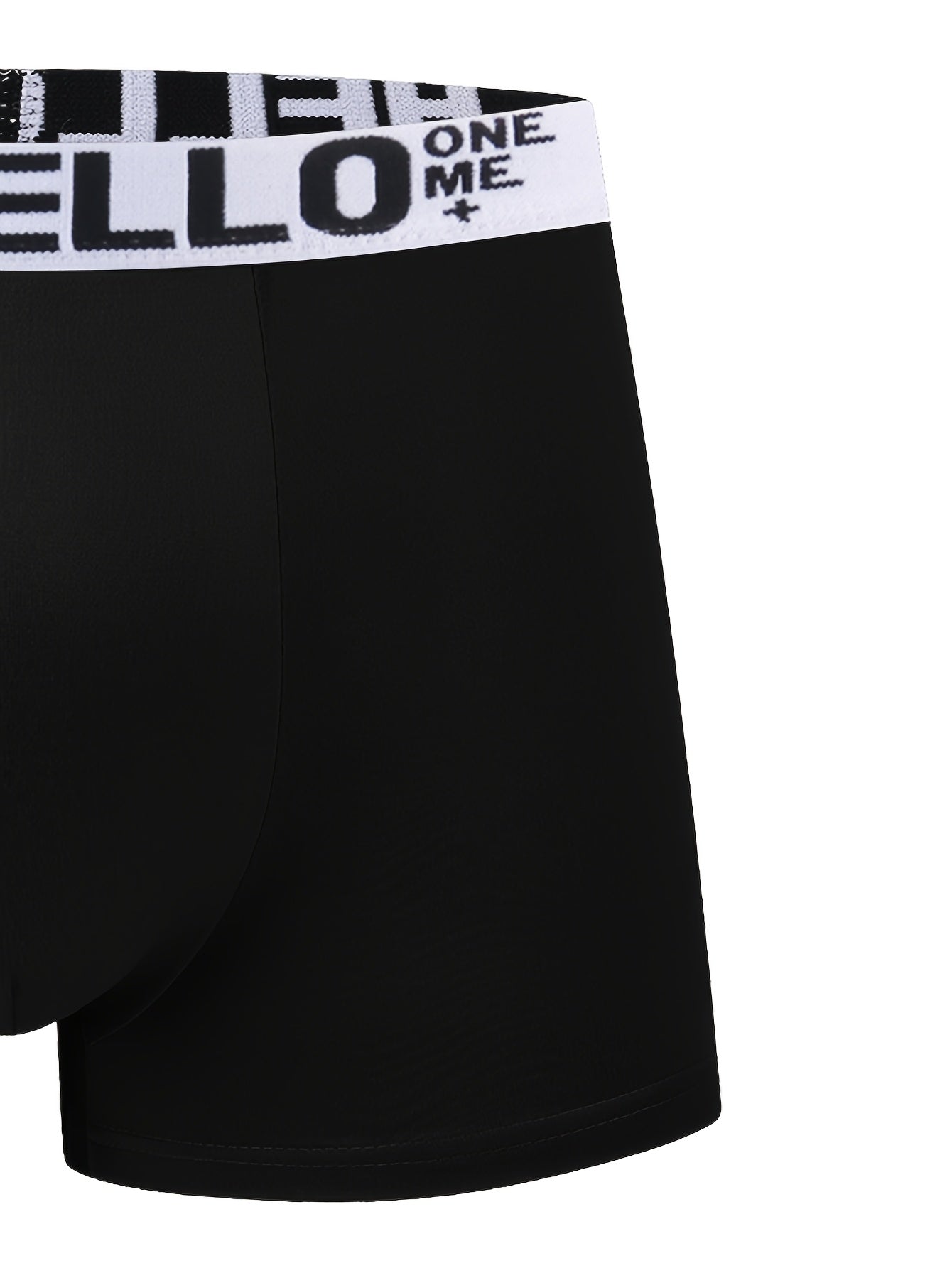 10 men's 'HELLO' boxer briefs - breathable, quick-drying sports trunks made with comfortable polyester-spandex blend in various colors.