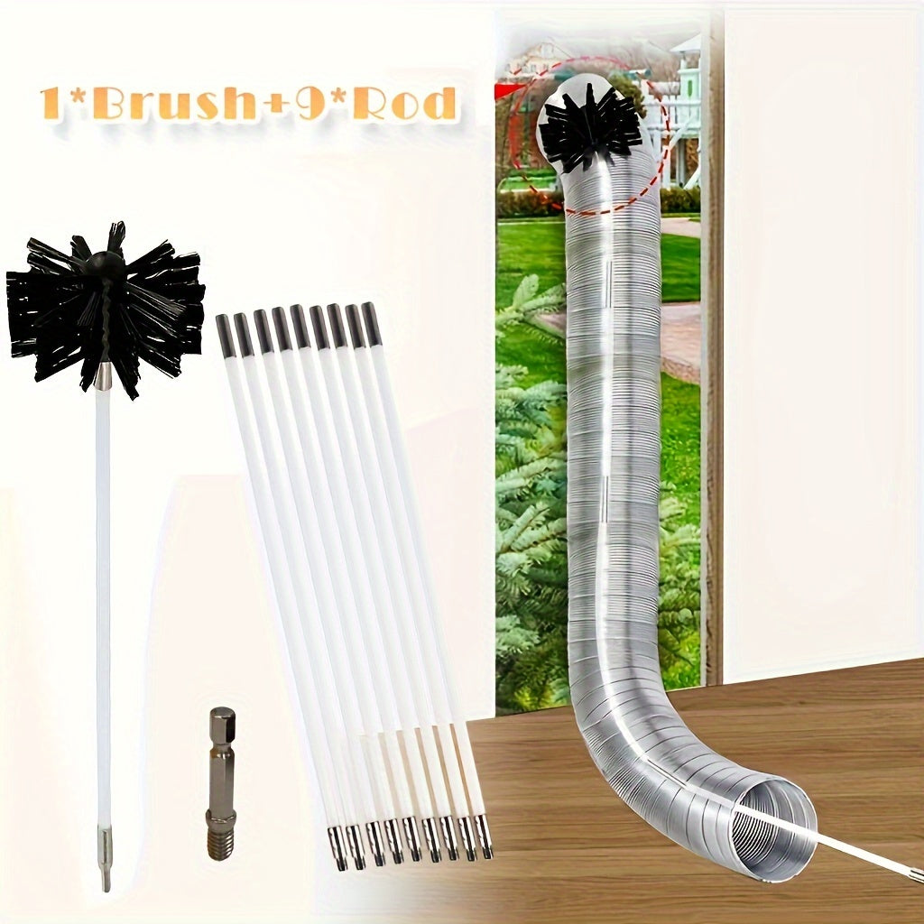 Chimney Sweep Set with 11 Pieces | Includes Flue Sweeping Brush, Rod Kit, and Soot Cleaning Rods