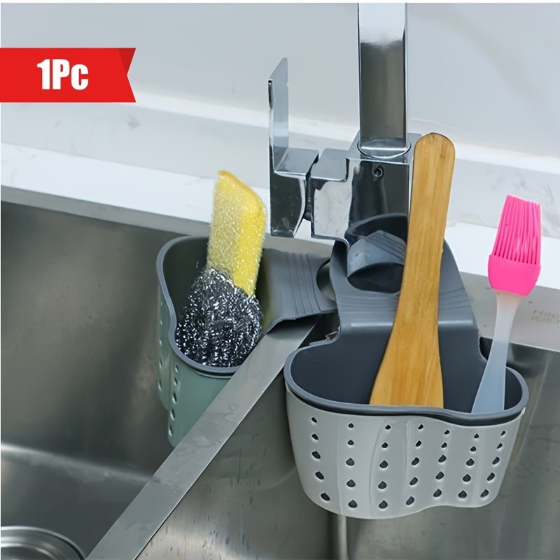 Multicolored KitchenCraft Silicone Filter Drain Basket with Hanging Storage for Utensils and Accessories, Made from Durable Plastic, Safe for Non-Food Contact