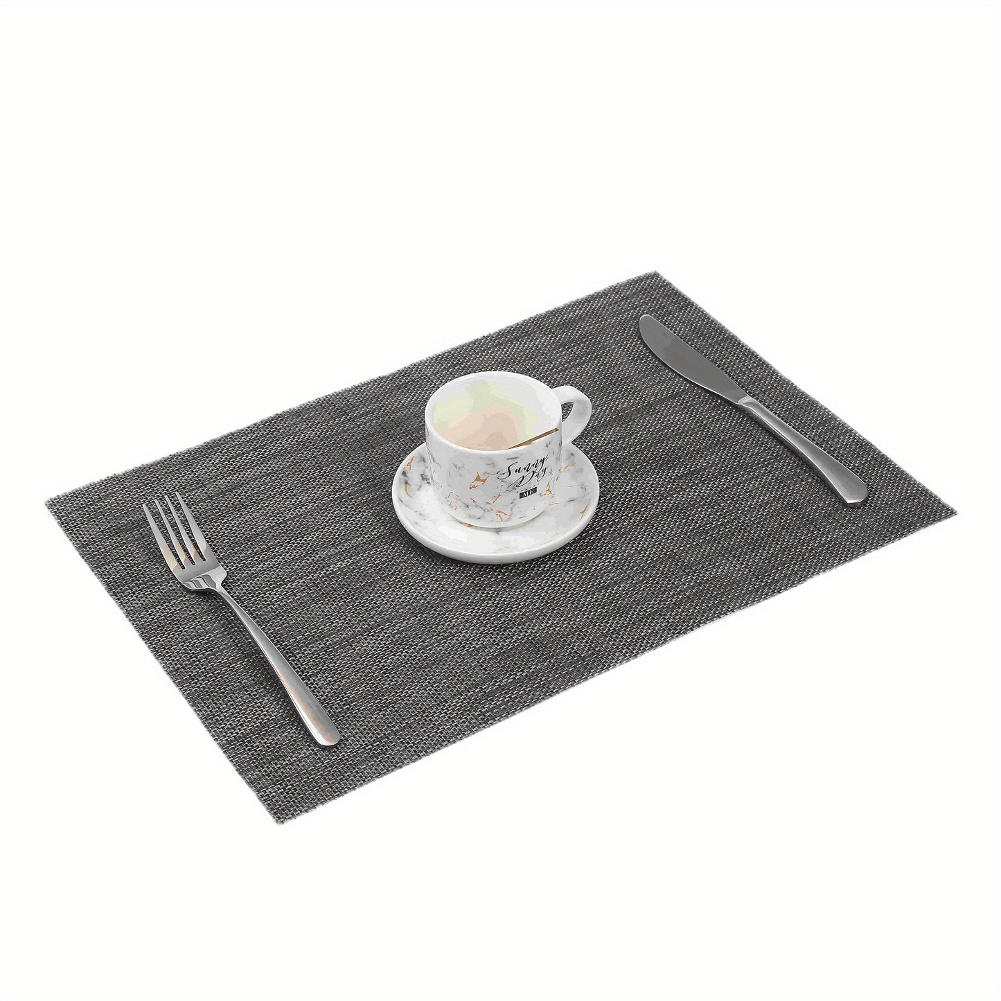 ZIRAN Placemats Set of 4, Washable Vinyl Mats for Dining Table, Durable PVC Weave, Indoor/Outdoor, Caramel Color