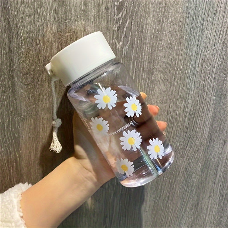 Daisy Flower Water Bottle - Cute Kawaii Plastic Cup, Portable, Great for Travel, Birthday Gift