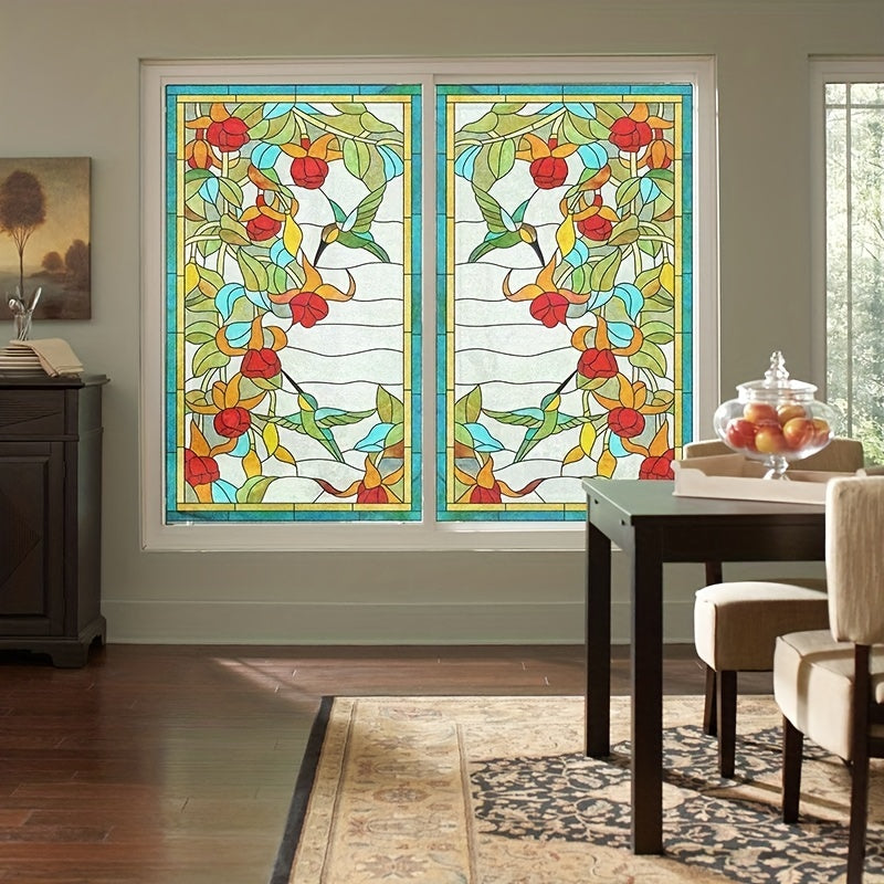 European retro stained glass window stickers for privacy and decoration in various rooms.