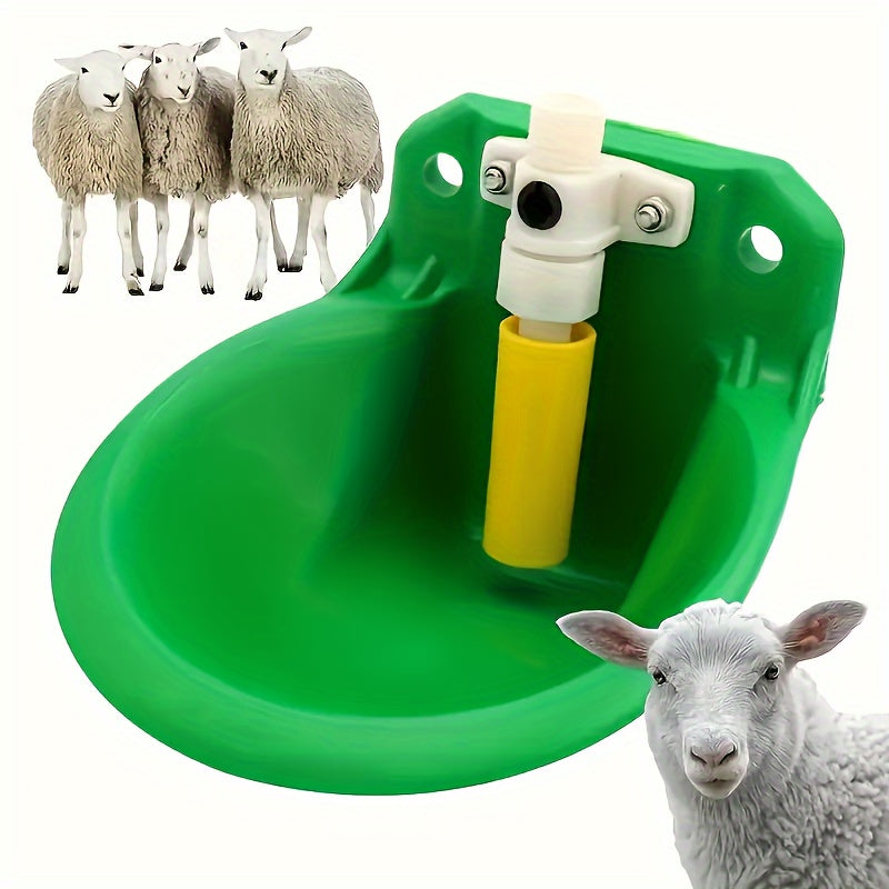 1pc 2-in-1 Goat and Sheep Feeder with Automatic Water Dispenser - Easy Installation, Durable Plastic, Green Bowls for Livestock Drinking