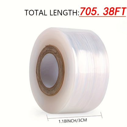 Durable fruit tree grafting tape, 215.0m roll - Stretchable self-adhesive film for plant protection.