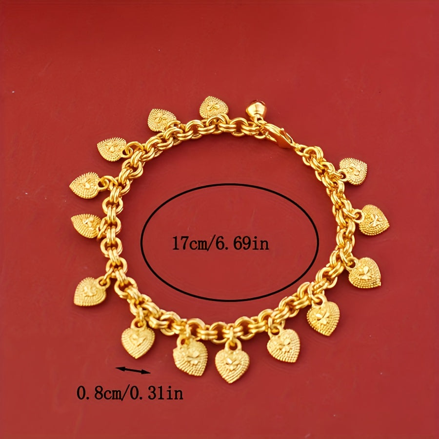 Japanese & Korean Luxury Style 18K Gold Plated Copper Link Bracelet for Women – Dubai-Inspired Fashion Jewelry Perfect for Weddings, Parties, or Any Occasion. This Versatile Accessory,  adorned with No Stones, is a Stunning Mardi Gras Day Gift for All