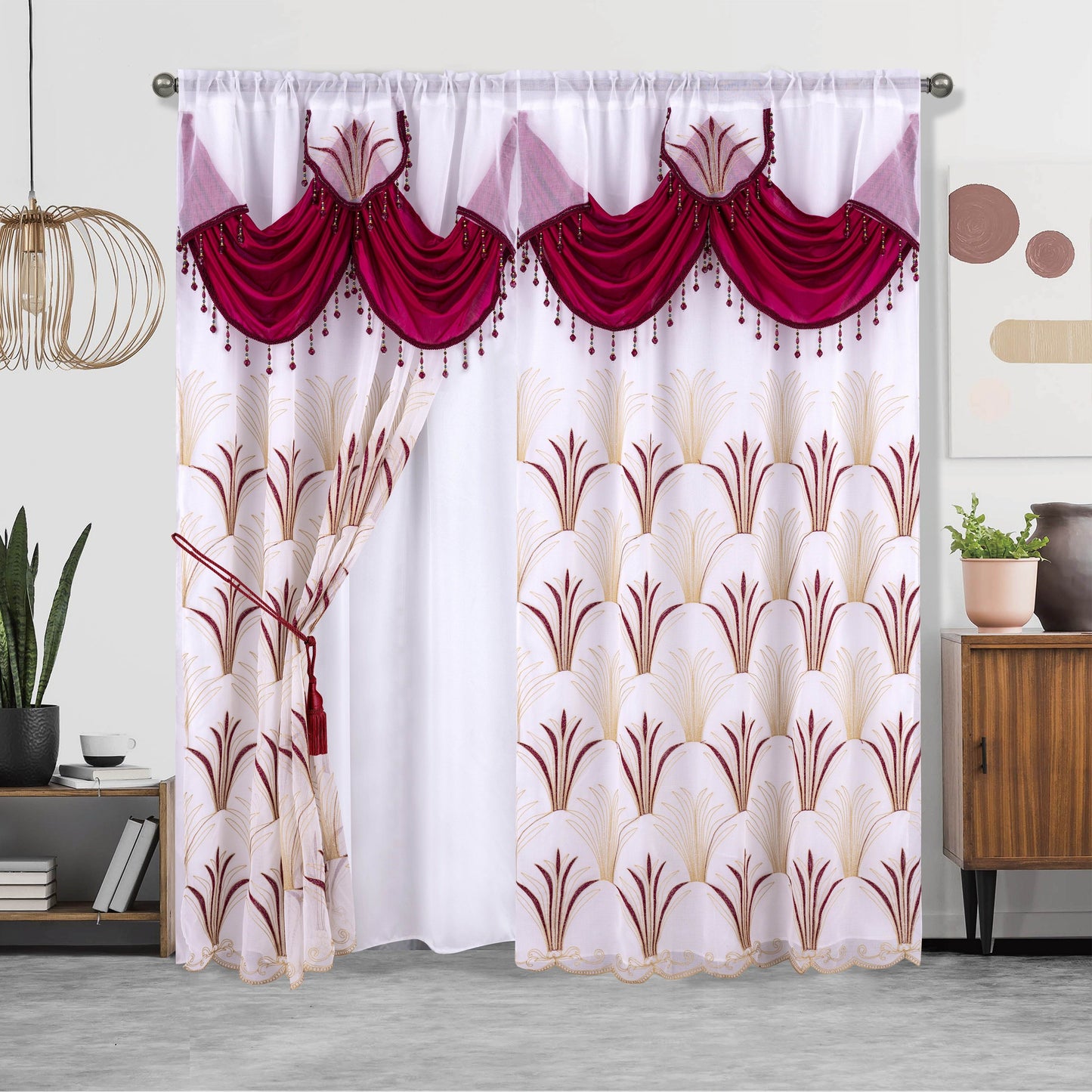 One piece of embroidered double-layer curtain, perfect for enhancing home décor, suitable for living room or bedroom, measuring 132.08 x 213.36 cm.