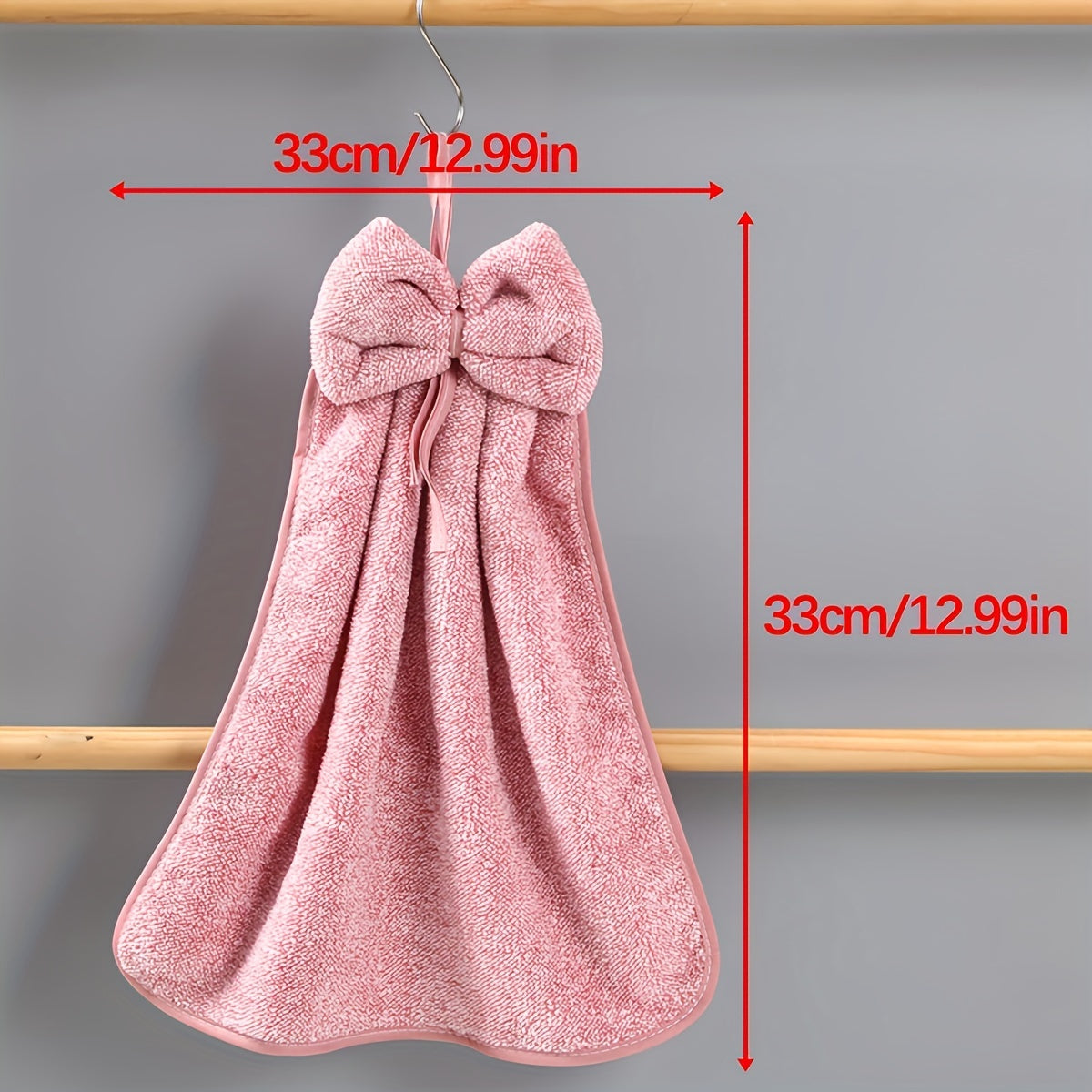 2 Bowknot Hanging Towels - Soft, Quick-Dry Coral Fleece with Loop for Kitchen & Bathroom - Ideal for Cleaning & Drying