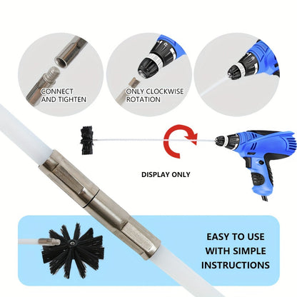 Cleaning your dryer vent just got easier with our versatile brush kit. Choose from 8 or 11 pieces, each including flexible rods and a soft drill attachment. Our expandable lint remover features a plastic handle and extends up to 243.84-365.76 cm, making