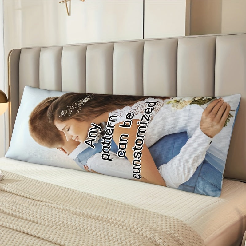 One Piece of Personalized Double-Sided Print Body Pillowcase, Custom Photo Throw Pillow Cover with Invisible Zipper, Made of Short Plush Fabric, Breathable Design, Perfect Couple Gift, Fits 50.8x137.16 cm Insert