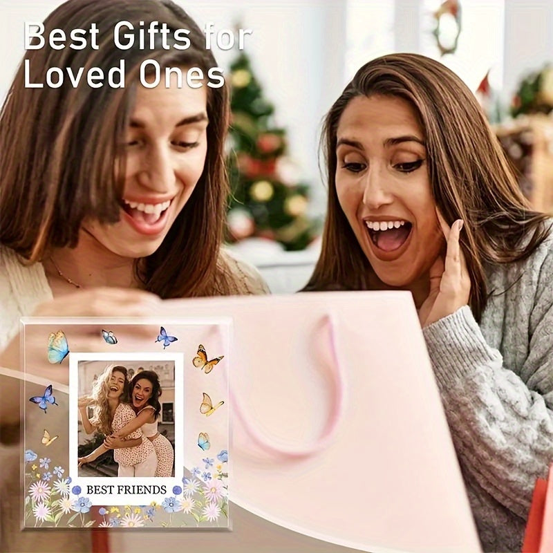 Stylish Acrylic Best Friend Photo Frame Plaque featuring a Butterfly Design - Ideal for Decorating Your Desk, Celebrating Birthdays, Graduations & Mother's Day Gifting