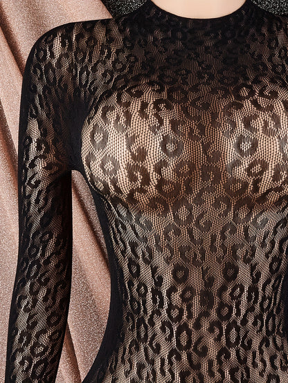 Sexy leopard print bodystocking for women