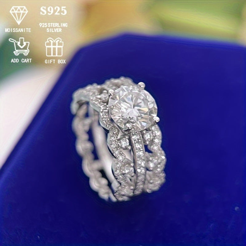 This elegant 2ct Moissanite semi-set flower women's ring is made from approximately 5.6g of S925 pure silvery low allergy material. Designed in a bohemian style, this fashion piece is perfect for daily wear, parties, music festivals, and more. It makes a