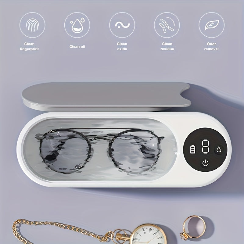 Versatile Cleaning Machine for Glasses, Jewelry & Watches - Vibrating Wash Box, Chemical-Free, Non-Woven Material