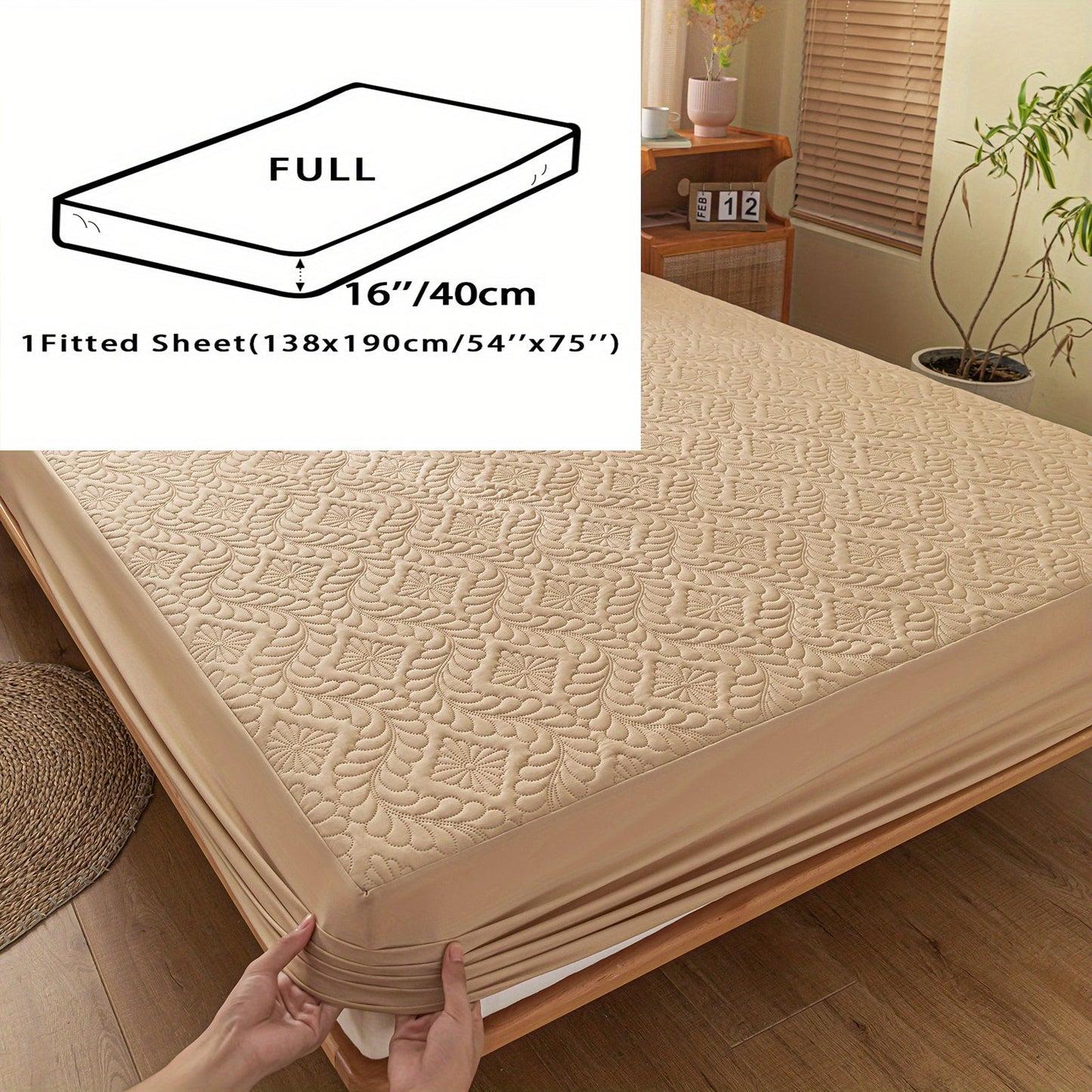 One set of two pieces of 100% waterproof mattress protector pillowcases made of 3D air bamboo fabric. The mattress cover is designed to provide cooling and is smooth, soft, and breathable. It is noiseless and washable, with a deep pocket size ranging