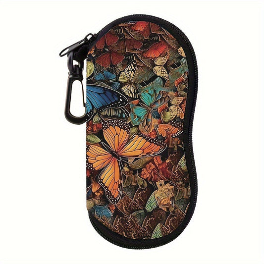 Fashionable Butterfly Pattern Glasses Case made of Waterproof Vinyl with Colorful Design, Portable, and Soft Material.