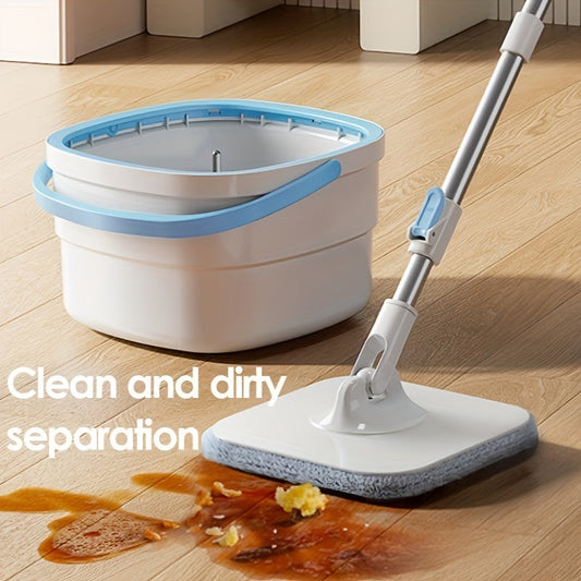 Get the 1pc Multifunctional Rotating Mop for easy and efficient cleaning. This Lazy Mopping Artifact is perfect for cleaning and separating dust with its stainless steel mop and Lazy Magic Mop Barrel. The set includes 2pcs Mop Replacement Head, Hair and