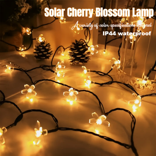 Outdoor 1pc Solar Cherry Lamp with 20/50/100LEDs in warm white or white, 8 modes for decoration of fence, courtyard, or tree.