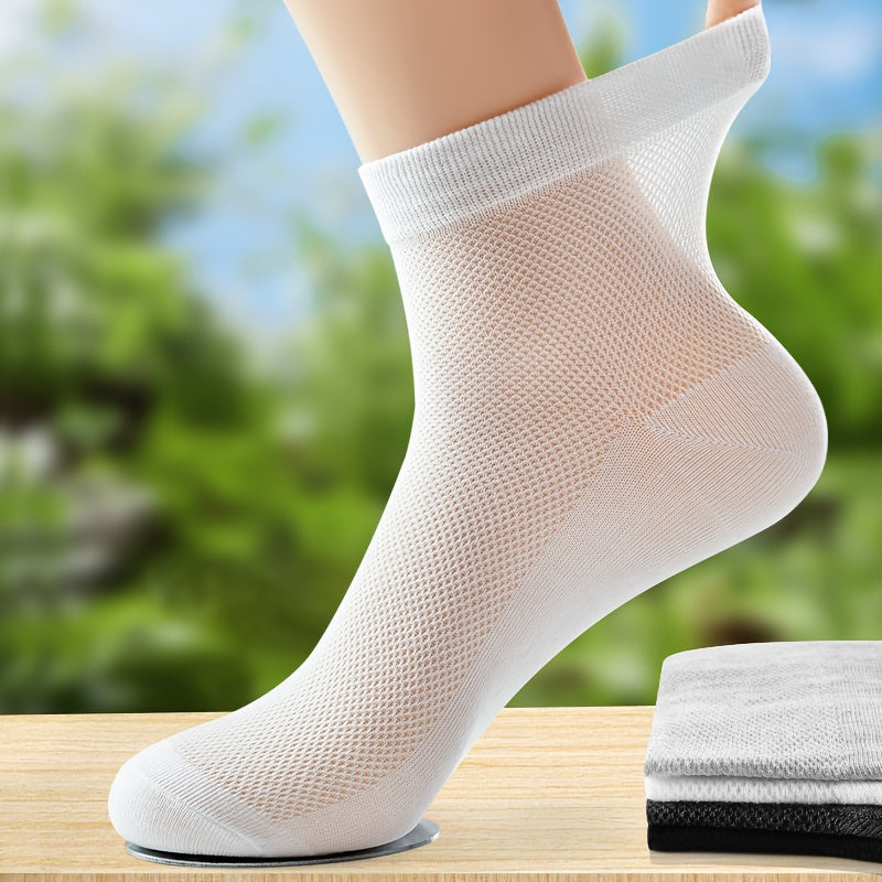 3 pairs of men's low cut cotton blend socks, anti odor & sweat absorption, perfect for summer and outdoor activities.