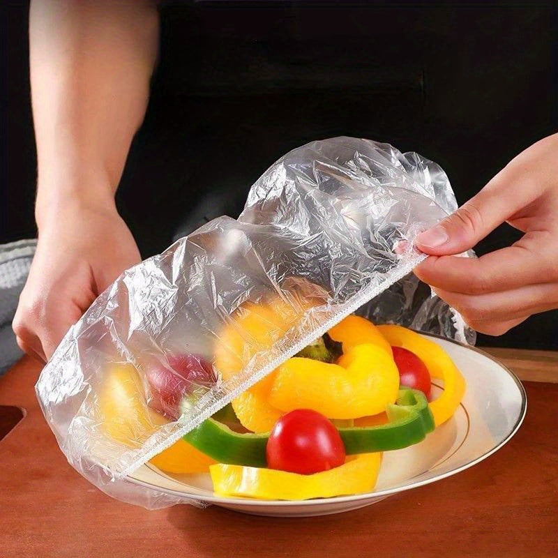 300-Pack Elastic Plastic Food Wrap Covers – Reusable Stretch-to-Fit Bags for Bowls, Produce, Fruits - BPA-Free, Keep Fresh Accessories