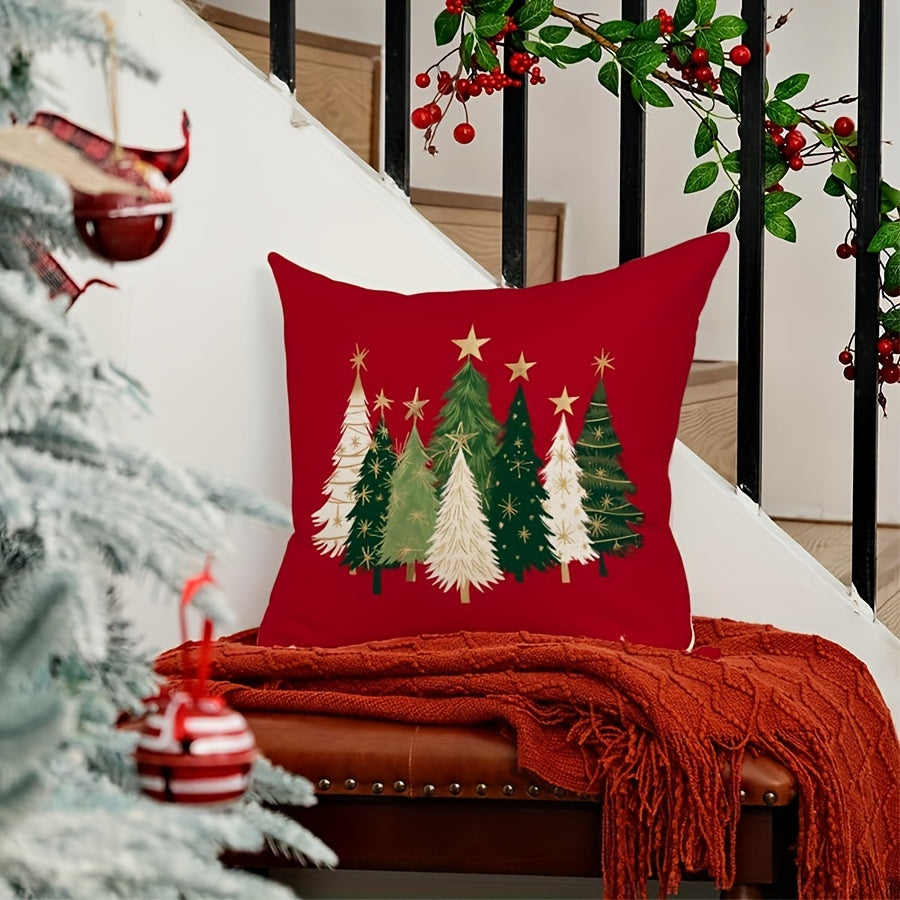 Christmas Tree Star Throw Pillow Covers - Choose Between 1 or 2 Pieces, Modern Design, Made of 100% Polyester, Featuring Zipper Closure, Easy to Clean in Washing Machine, Woven Fabric, Single Side Print, Available with or without Pillow Insert for Home