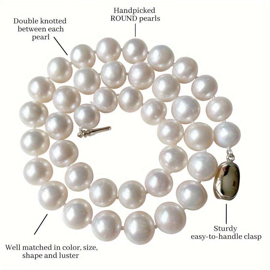 Handcrafted Natural Freshwater Pearl Necklace, Featuring 11-13mm Pearls in a Large Size. Comes with a Gift Box, Perfect for Him or Her. Ideal for Daily Wear, Parties, Birthdays, Anniversaries, and Valentine's Day.