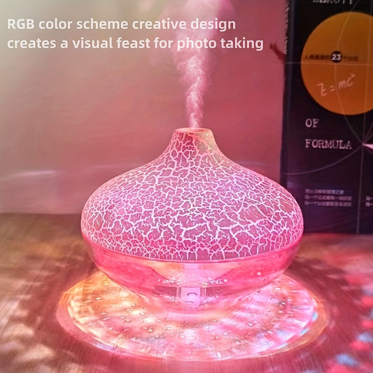 New Crystal Running Light USB Humidifier Aroma Diffuser, 300Ml, Suitable for Multiple Scenarios, Colorful Ambient Light, Silent Mist Hydration Device, USB Powered. Batteries Not Included.