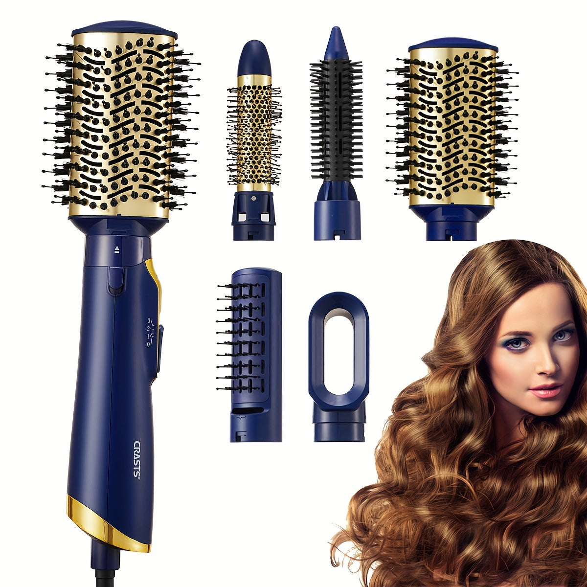 European Standard Five-in-One Hair Clipper for straight and curly hair styling, with negative ion technology for long-lasting results.