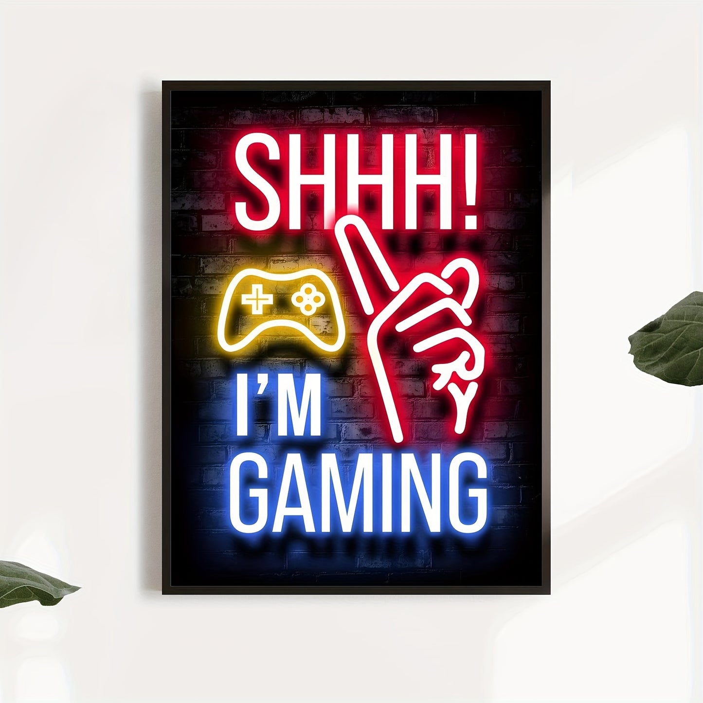 1 pc Neon Effect "I Am Gaming" canvas painting poster for living room or bedroom wall decor. Frame not included.