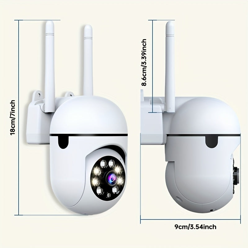 Indoor Wireless PTZ Camera with 2.4G WiFi, Cloud & SD Storage, Night Vision, AI Motion Detection, 2-Way Audio, Mini Wall Mount - Ideal for Smart Home Security, PTZ Camera