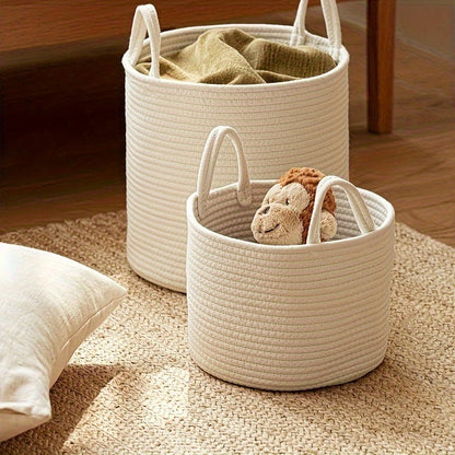 Stylish Round Fabric Laundry Baskets with Convenient Handles - Ideal for Organizing Toys, Snacks, and Clothes - Perfect for Adding a Touch of Style to Any Room